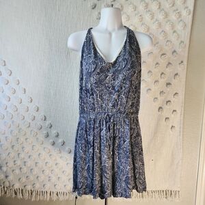 H&M Basic Navy and White Pasley Romper